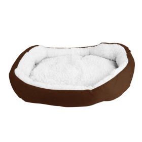 Pet Dog Bed Soft Warm Fleece Puppy Cat Bed Dog Cozy Nest Sofa Bed Cushion For S/M Dog (Option: brown)