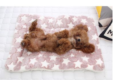 Dog sleeping mat warm thickened Sleeping pad blanket;  dog house warm mattress pet cushion (colour: Blue white star, size: No.3 49*32cm)