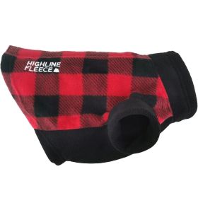 Highline Fleece Dog Coat (Color: Red and Black Plaid, size: Size 14LC)