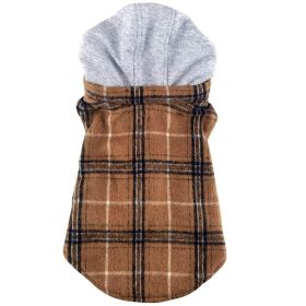 Weekender Dog Sweatshirt Hoodie (Color: Brown & Black Plaid Flannel, size: large)