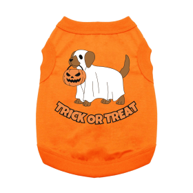 Trick or Treat Pup Dog Shirt (Color: Sunset Orange, size: small)