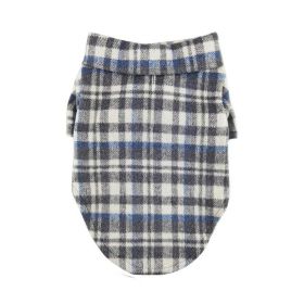 Flannel Dog Shirt (Color: Gray and Blue Plaid, size: small)
