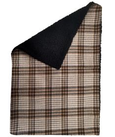 Sherpa‑Lined Dog Blanket – Cozy Plaid Pet Throw, 30" x 20" (Color: Brown & White Plaid, size: 30" x 20")